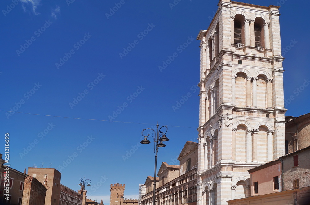 Fototapeta premium Bell tower of the Cathedral of Ferrara, Italy
