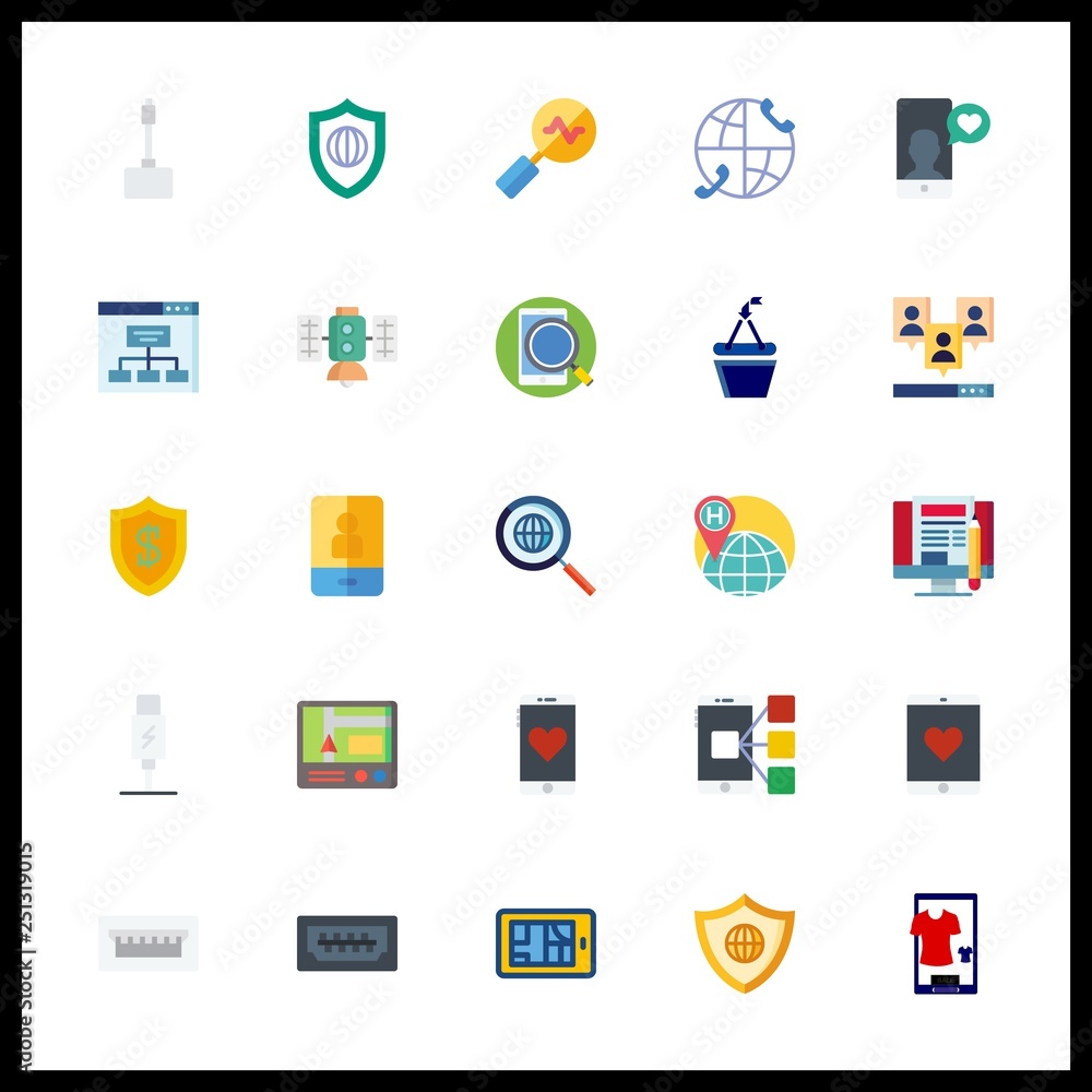 25 network icon. Vector illustration network set. search engine and satellite icons for network works