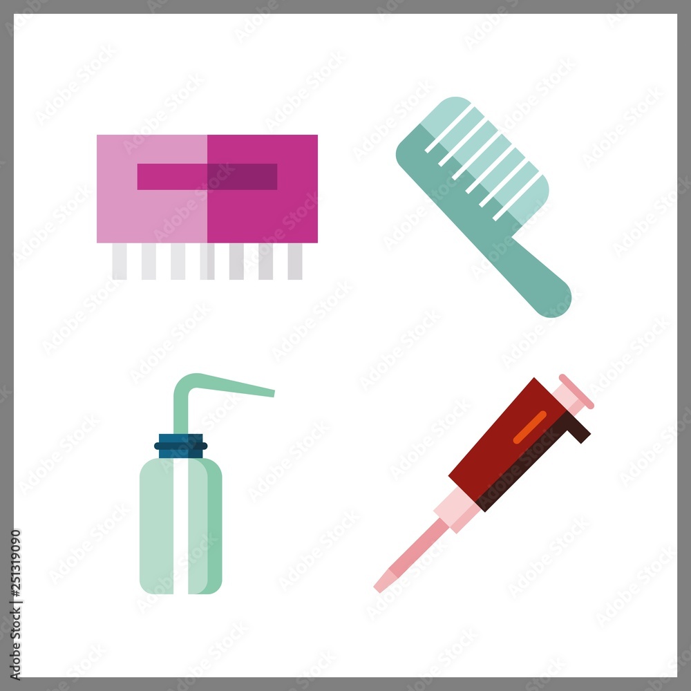 4 salon icon. Vector illustration salon set. liquid and needle icons for salon works