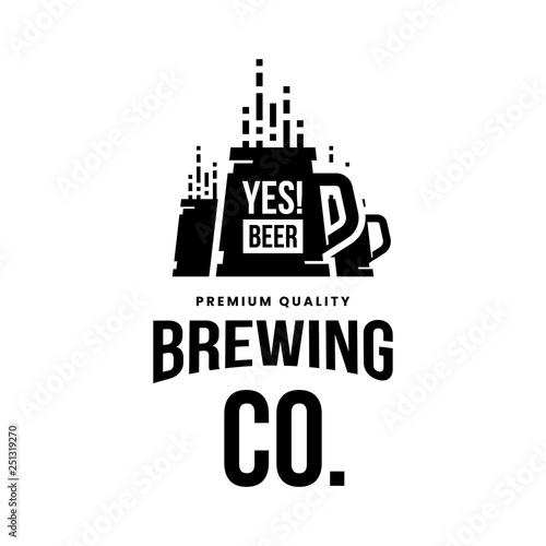 Modern craft beer drink vector logo sign for bar, pub, store, brewhouse or brewery isolated on white background. Premium quality mug logotype illustration. Brewing fest fashion t-shirt badge design.