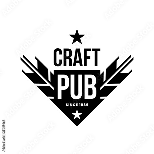 Modern craft beer drink vector logo sign for bar, pub, store, brewhouse or brewery isolated on white background. Premium quality ear arrow logotype illustration. Brewing emblem t-shirt badge design.
