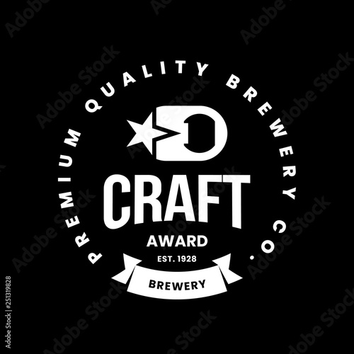 Modern craft beer drink vector logo sign for bar, pub, store, brewhouse or brewery isolated on black background. Premium quality opener logotype illustration. Brewing emblem t-shirt badge design.