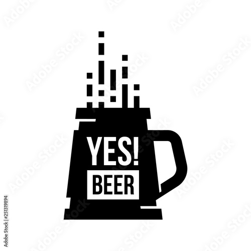 Modern craft beer drink vector logo sign for bar, pub, store, brewhouse or brewery isolated on white background. Premium quality mug logotype illustration. Brewing fest fashion t-shirt badge design.