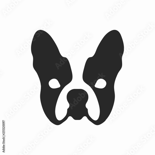 French bulldog face illustration in black and white color. 