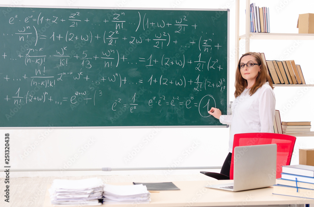 Female math teacher in the classroom Female math teacher in the classroom