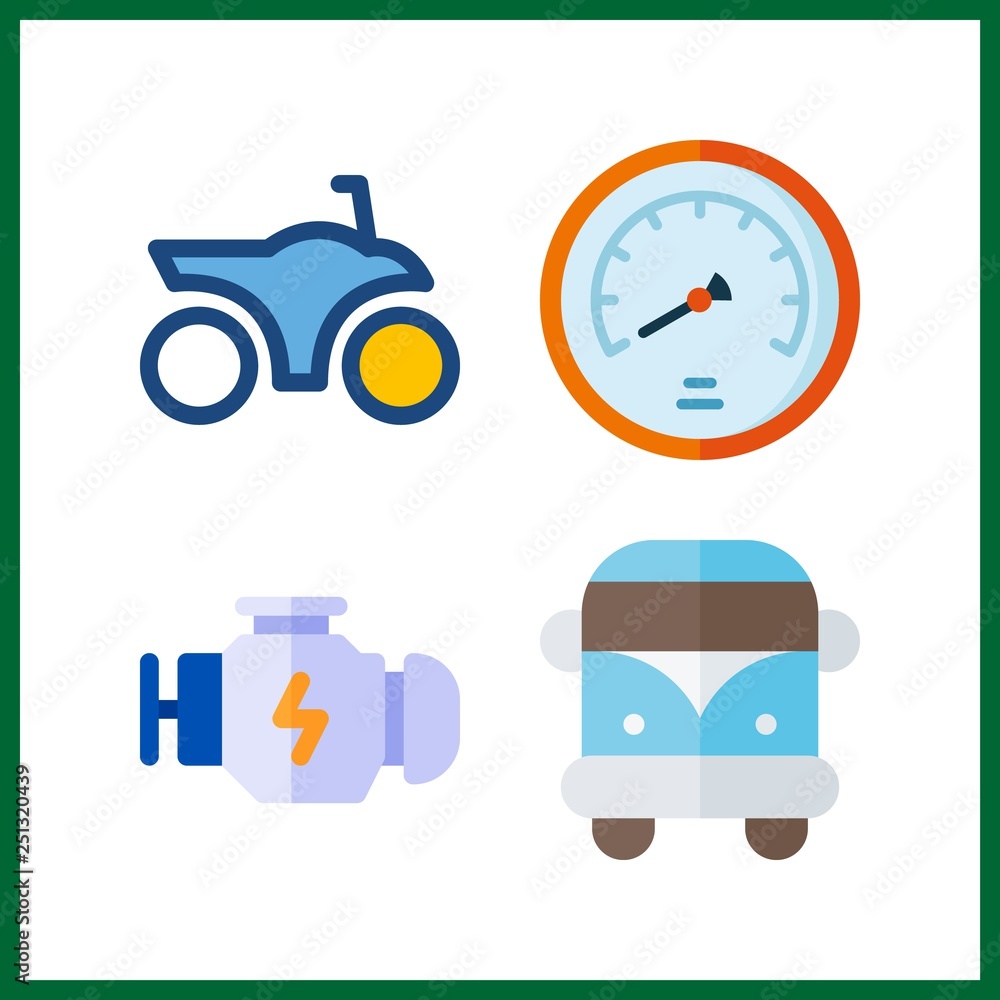 4 vehicle icon. Vector illustration vehicle set. velocity and van icons for vehicle works