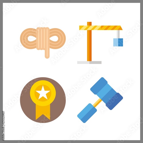 4 strong icon. Vector illustration strong set. hammer and winch icons for strong works