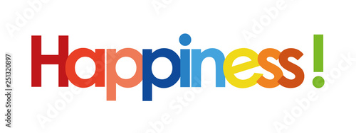 happiness text in white background