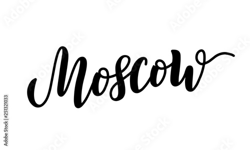 Moscow lettering logo isolated on white. Hand sketched moscow modern calligraphy poster. Vector illustration EPS 10