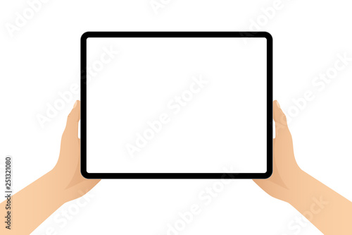 Digital tablet in hands. Isolated on white background
