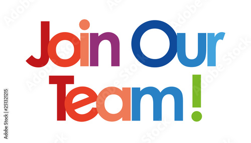 join our team text in white background