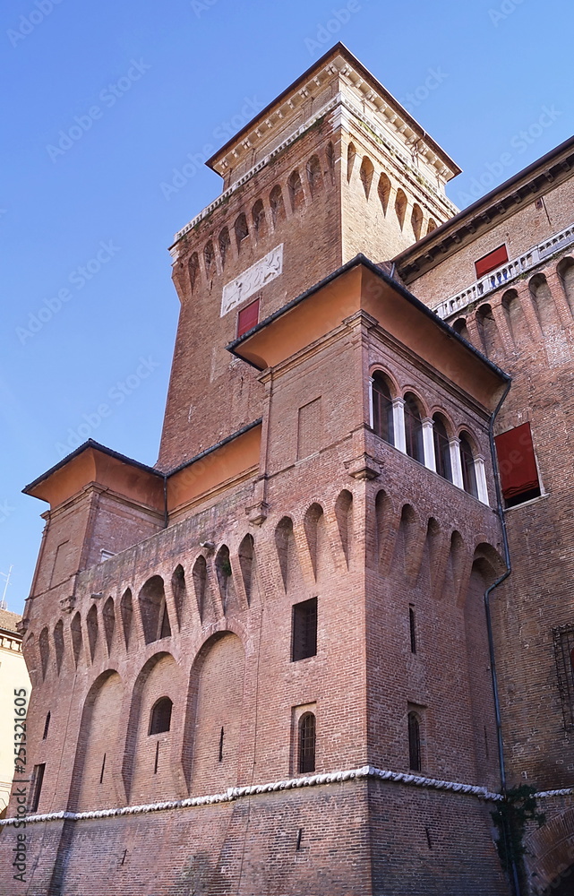 Detail of Este castle, Ferrara, Italy