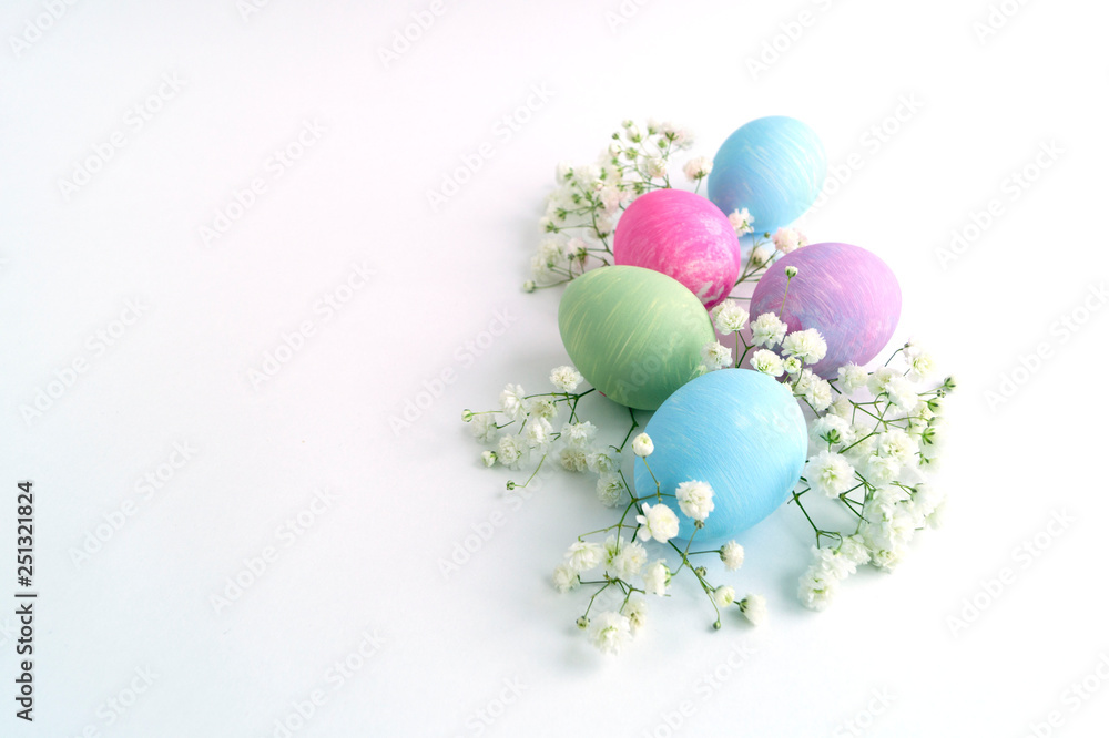 Easter color painted eggs on a white background. Easter color painted eggs on a white background.