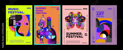 Summer Colorful Art and Music Festival Poster and Cover Template for Event, Magazine, and Web Banner.