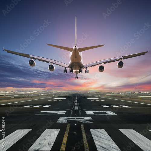 Airplane landing at the air...