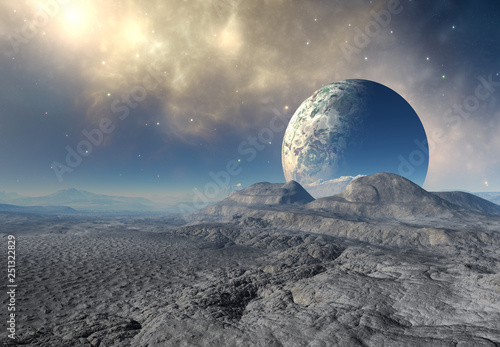 Fototapeta Naklejka Na Ścianę i Meble -  3D Rendered Fantasy Alien Landscape - 3D Illustration