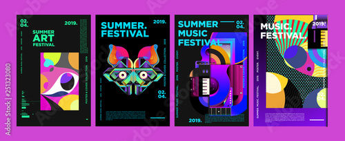 Summer Colorful Art and Music Festival Poster and Cover Template for Event, Magazine, and Web Banner.