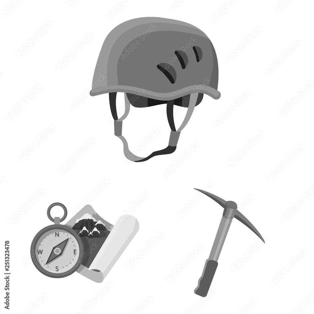 Vector illustration of mountaineering and peak icon. Set of mountaineering and camp stock vector illustration. Vector illustration of mountaineering and peak icon. Set of mountaineering and camp stock vector illustration.