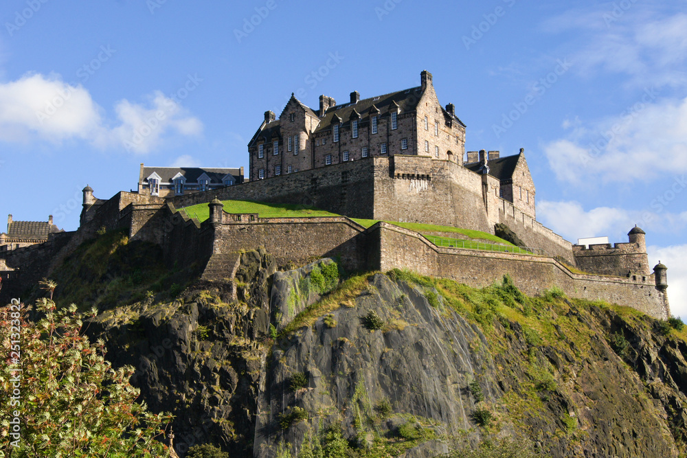 The view of Edinburgh castle from Princes Street Gardens