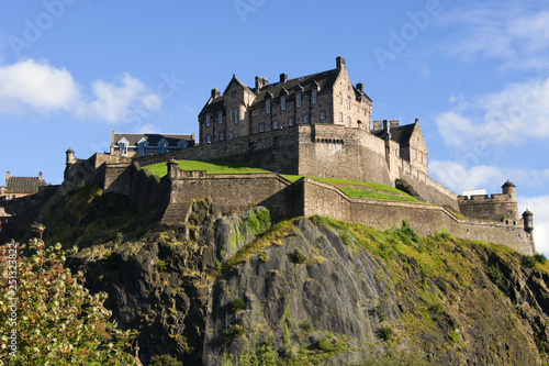 The view of Edinburgh castle from Princes Street Gardens