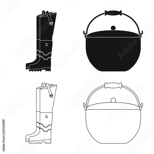 Isolated object of fish and fishing symbol. Set of fish and equipment stock symbol for web.