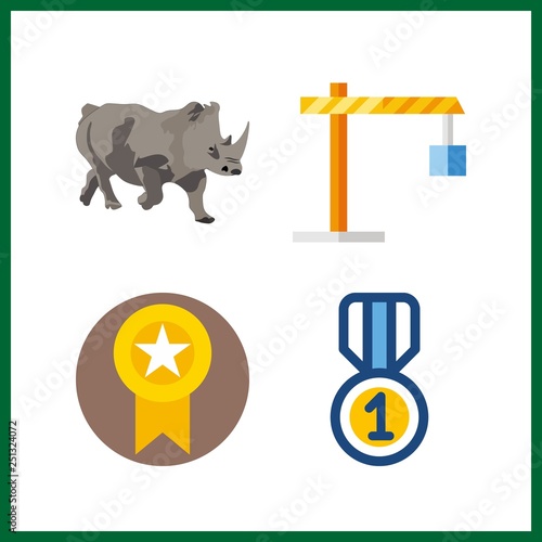 4 strong icon. Vector illustration strong set. rhino and winch icons for strong works