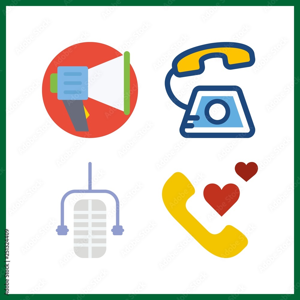 4 communicate icon. Vector illustration communicate set. phone call and microphone icons for communicate works 4 communicate icon. Vector illustration communicate set. phone call and microphone icons for communicate works