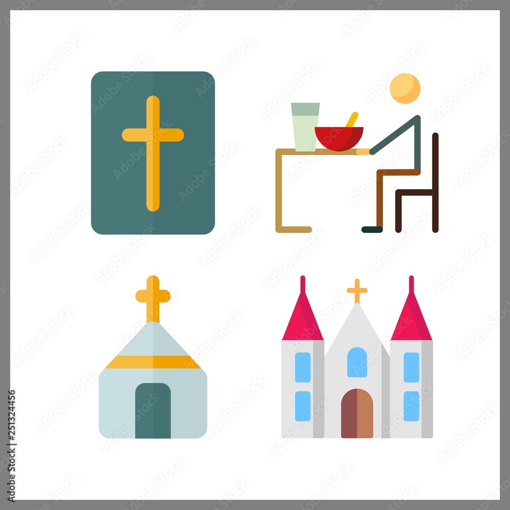 4 christ icon. Vector illustration christ set. supper and bible icons for christ works 4 christ icon. Vector illustration christ set. supper and bible icons for christ works