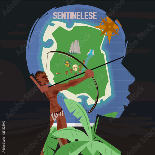 Quadro em tela north sentinel island map in sentinelese face shilluate
