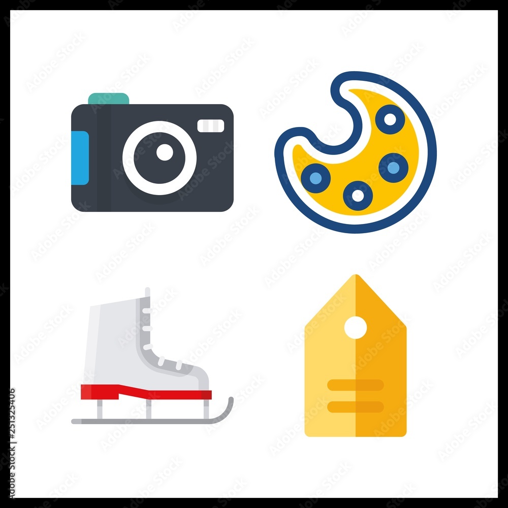 Obraz premium 4 hobby icon. Vector illustration hobby set. tag and ice skate icons for hobby works