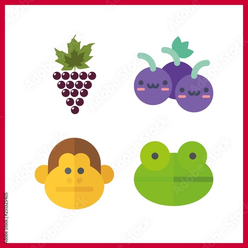 Fototapeta Naklejka Na Ścianę i Meble -  4 small icon. Vector illustration small set. monkey and grapes icons for small works