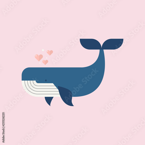 Blue whale with hearts
