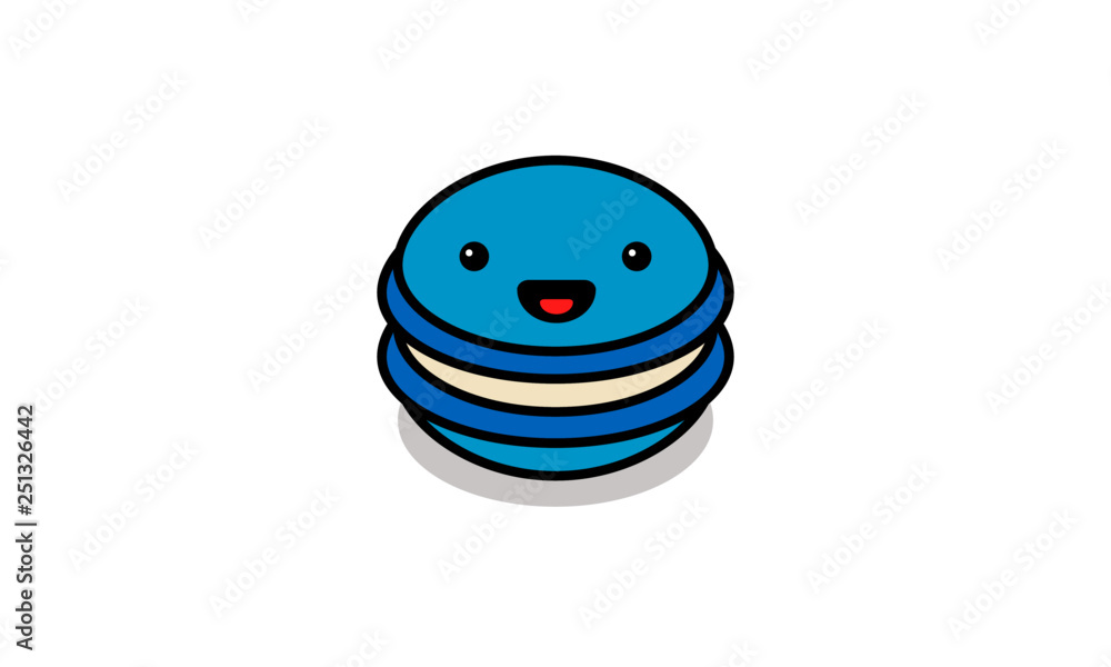 Macaron Vector Illustration with Smiley Happy Face Macaron Vector Illustration with Smiley Happy Face