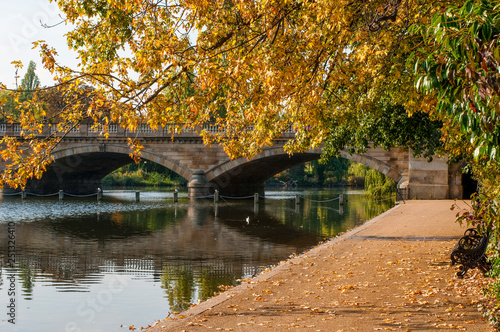 Fototapeta Naklejka Na Ścianę i Meble -  Serpentine bridge over Serpentine lake, Hyde Park, London, Westminster, SW1