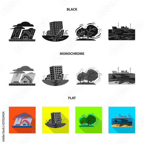 Vector illustration of natural and disaster logo. Set of natural and risk stock symbol for web.