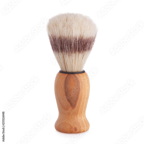 Fotografie Classic shaving brush with raccoon fur isolated on white