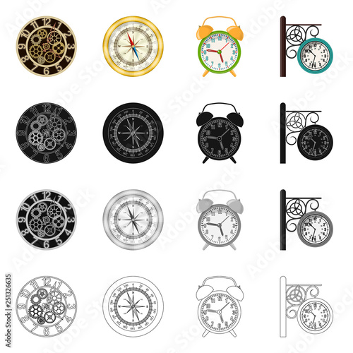 Isolated object of clock and time symbol. Collection of clock and circle vector icon for stock.