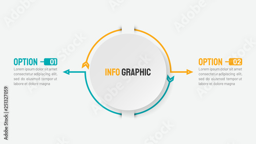 Thin line infographic template with 2 option,  step, arrow. Vector linear element for business presentation.
