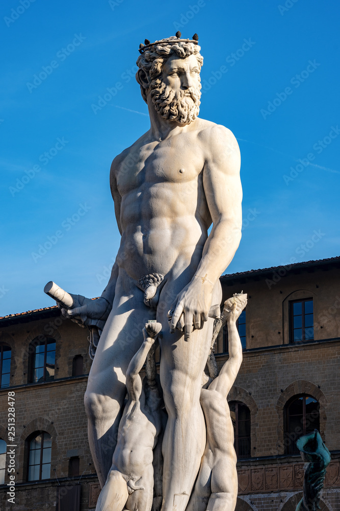 Statue of the Neptune - Roman God - Florence Italy Statue of the Neptune - Roman God - Florence Italy
