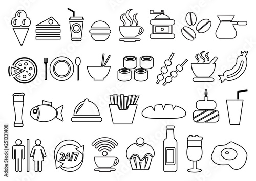 Vector food and drink icons set.