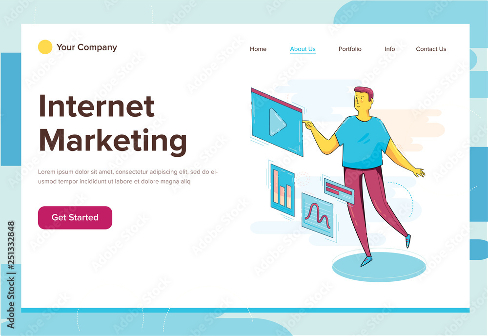 Internet marketing landing page concept illustration