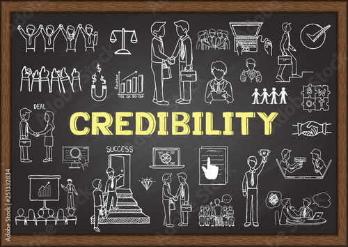 Hand drawn illustration about Credibility on chalkboard.Vector illustration