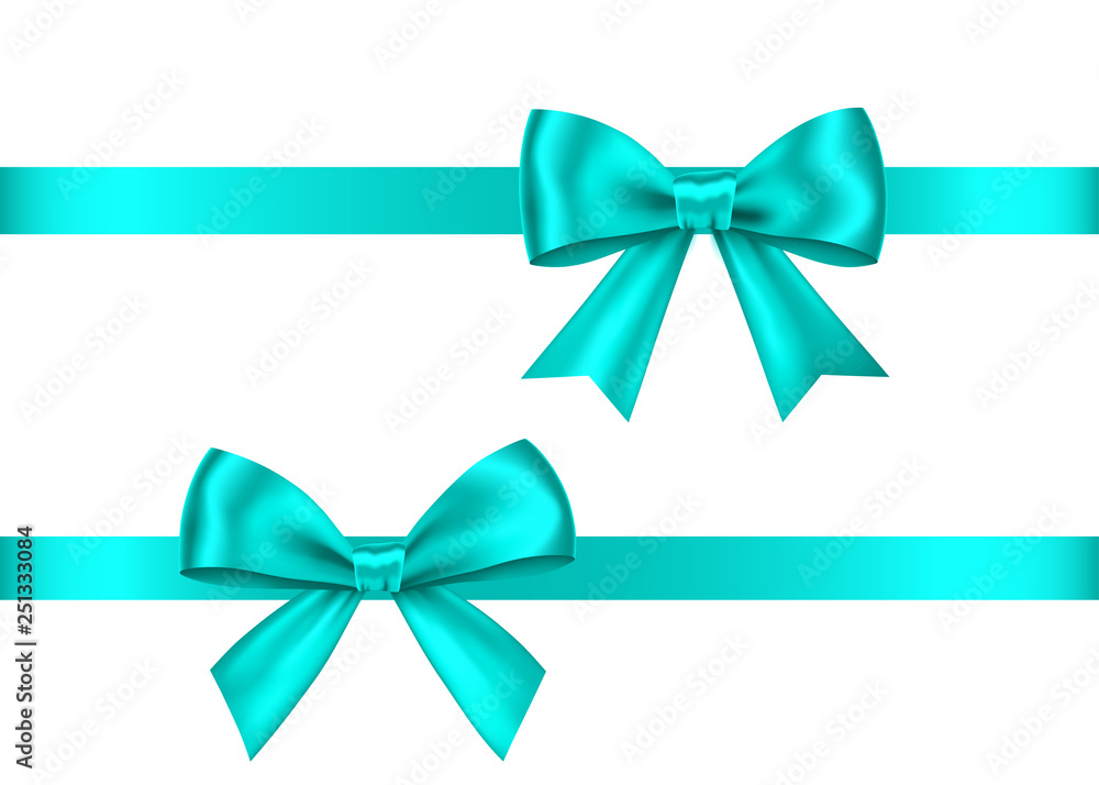 Blue gift bows set for Christmas, New Year decoration. Blue gift bows set for Christmas, New Year decoration.