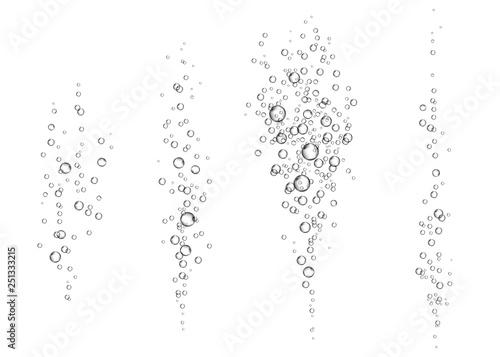 Underwater fizzy air bubbles on white  background.