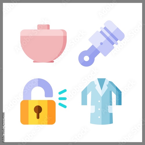 4 iron icon. Vector illustration iron set. crucicle and piston icons for iron works