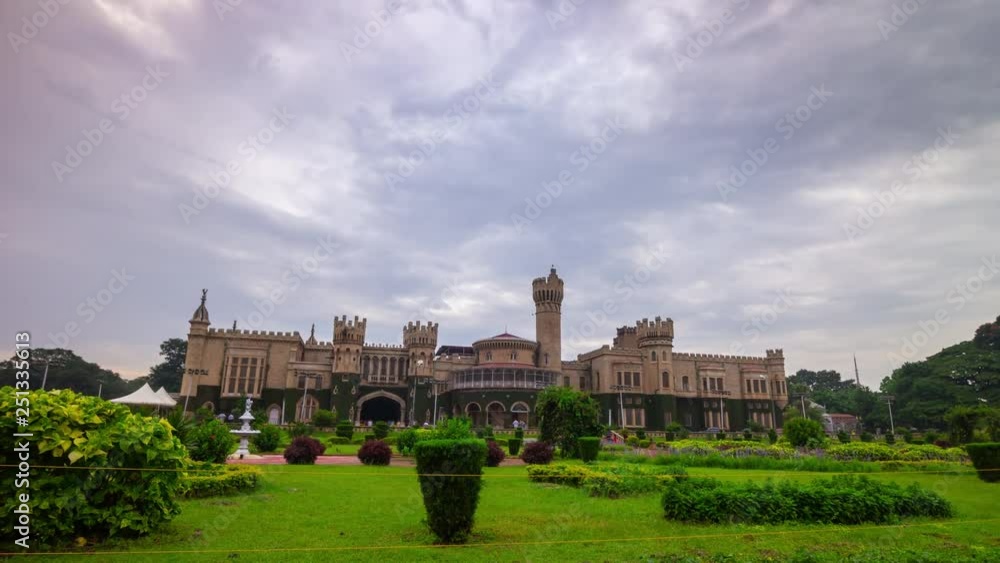 sunny day famous bangalore palace garden panorama 4k timelapse india sunny day famous bangalore palace garden panorama 4k timelapse india