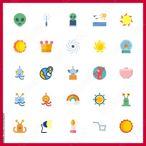 25 glow icon. Vector illustration glow set. rainbow and black hole icons for glow works