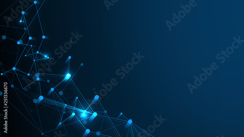 Abstract Technology Network Structure Background. Futuristic Plexus Effect or Molecules Structure with Polygonal Elements. Digital Computer Geometric Connection Structure Background.