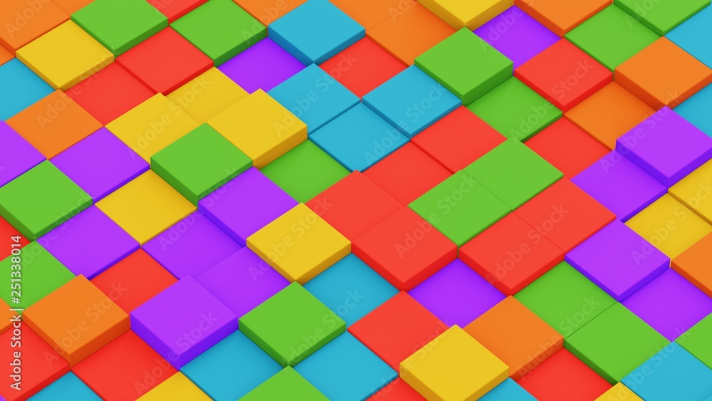3D rendered rainbow colored abstract cubes 3D rendered rainbow colored abstract cubes