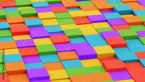 3D rendered rainbow colored abstract cubes